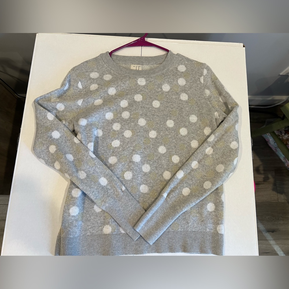 Women’s A New Day Fitted Metallic Polka Dotted Sweater Size Small GUC